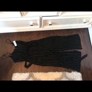 American Eagle Black & White Stripe Jumpsuit